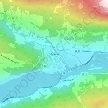 Topografische Karte Vågåmo, Höhe, Relief