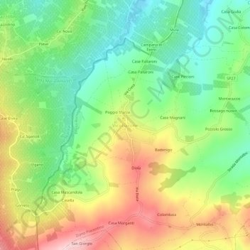 Topografische Karte Vicobarone, Höhe, Relief