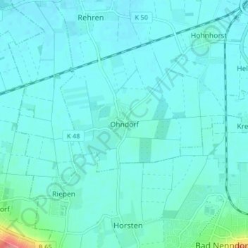 Topografische Karte Ohndorf, Höhe, Relief