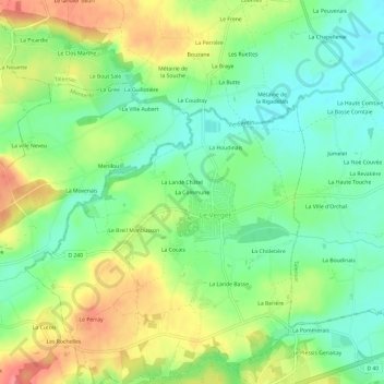 Topografische Karte La Commune, Höhe, Relief