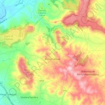 Topografische Karte Collinas, Höhe, Relief