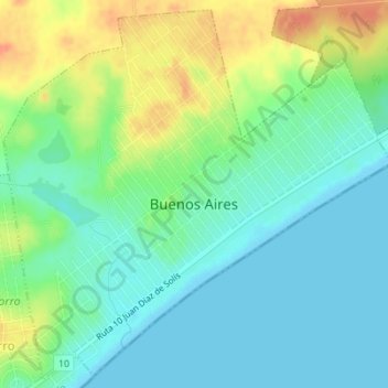 Topografische Karte Buenos Aires, Höhe, Relief