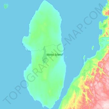 Topografische Karte Wales Island, Höhe, Relief