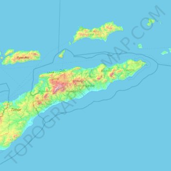 Topografische Karte Osttimor, Höhe, Relief