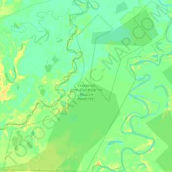 Topografische Karte Concesión para Conservación Amazon Rainforest, Höhe, Relief