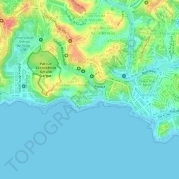 Topografische Karte Rio Vemelho, Höhe, Relief