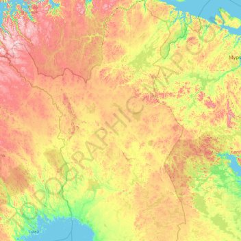Topografische Karte Lappland, Höhe, Relief