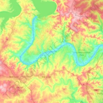 Topografische Karte Lake Austin, Höhe, Relief
