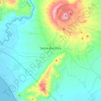 Topografische Karte Sessa Aurunca, Höhe, Relief