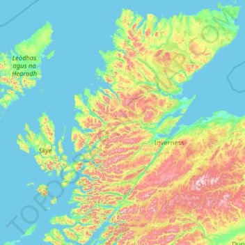 Topografische Karte Highland, Höhe, Relief