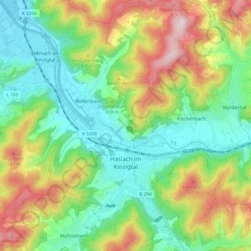 Topografische Karte Haslach im Kinzigtal, Höhe, Relief