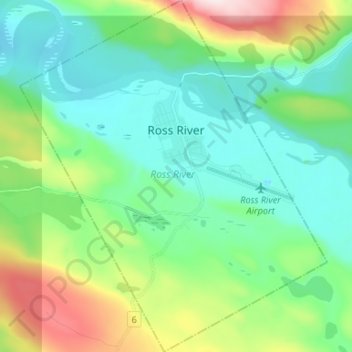Topografische Karte Ross River, Höhe, Relief