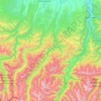 Topografische Karte Марухское сельское поселение, Höhe, Relief