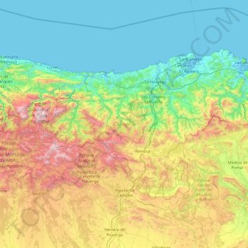 Topografische Karte Cantabria, Höhe, Relief