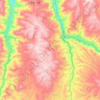 Topografische Karte Omacha, Höhe, Relief