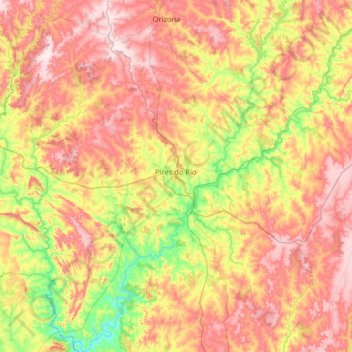Topografische Karte Pires do Rio, Höhe, Relief