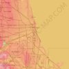 Topografische Karte Chicago, Höhe, Relief