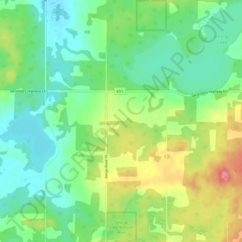 Topografische Karte George Lake Natural Area, Höhe, Relief