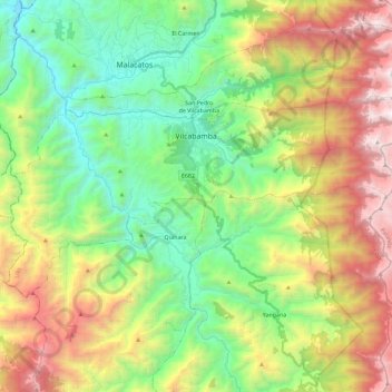 Topografische Karte Vilcabamba, Höhe, Relief