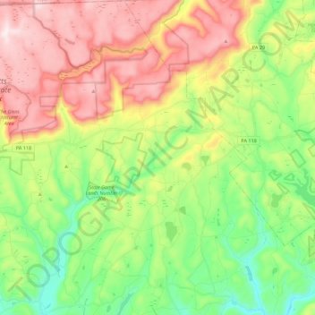 Topografische Karte Ross Township, Höhe, Relief