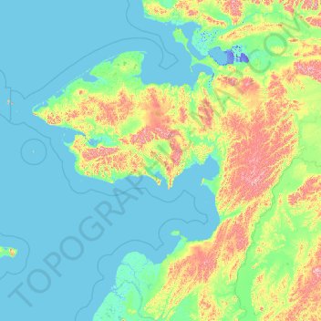 Topografische Karte Nome, Höhe, Relief