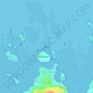 Topografische Karte Île Illiec, Höhe, Relief