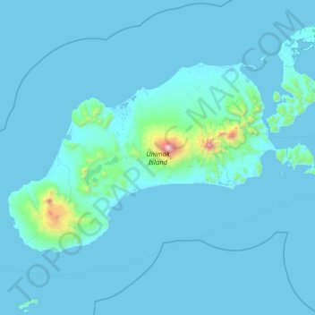 Topografische Karte Unimak Island, Höhe, Relief