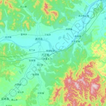 Topografische Karte 方正县, Höhe, Relief