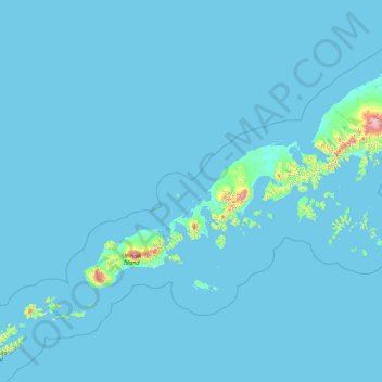 Topografische Karte Aleutians East, Höhe, Relief