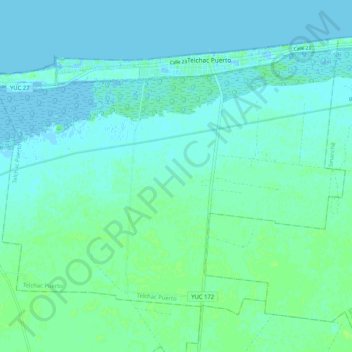 Topografische Karte Telchac Puerto, Höhe, Relief