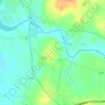 Topografische Karte Staplestown, Höhe, Relief