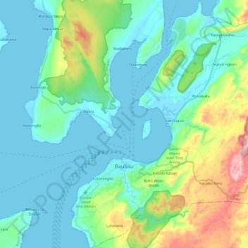 Topografische Karte Baubau, Höhe, Relief