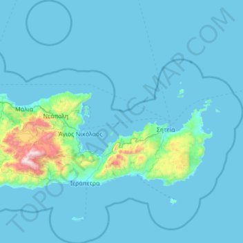 Topografische Karte Lasithi Regional Unit, Höhe, Relief