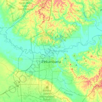 Topografische Karte Pekanbaru, Höhe, Relief