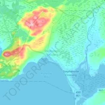 Topografische Karte Stephenville Crossing, Höhe, Relief