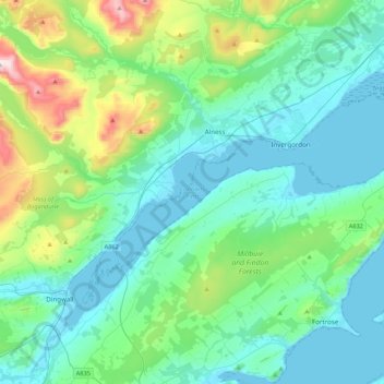 Topografische Karte Cromarty Firth, Höhe, Relief