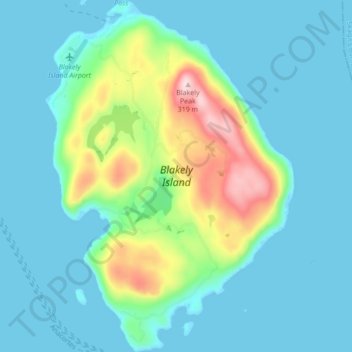 Topografische Karte Blakely Island, Höhe, Relief