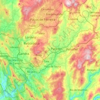 Topografische Karte Rio Sousa, Höhe, Relief