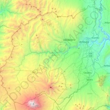 Topografische Karte Ambato, Höhe, Relief