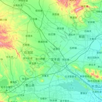 Topografische Karte 宝丰县, Höhe, Relief