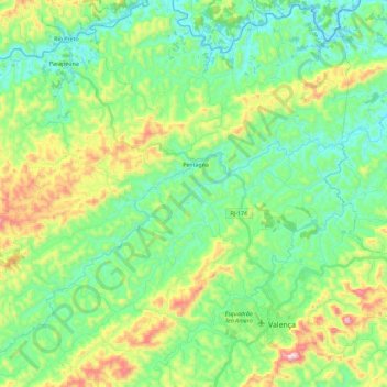 Topografische Karte Pentagna, Höhe, Relief