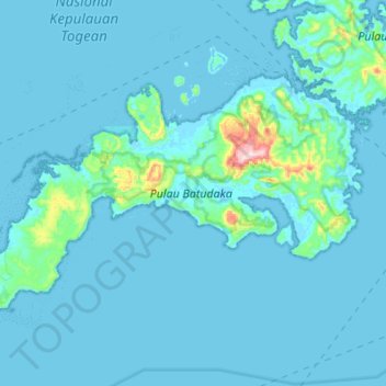 Topografische Karte Pulau Batudaka, Höhe, Relief