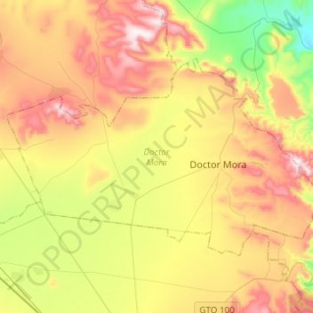 Topografische Karte Doctor Mora, Höhe, Relief