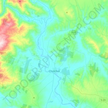 Topografische Karte Cholchol, Höhe, Relief