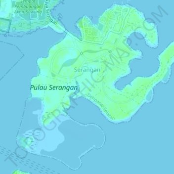 Topografische Karte Serangan, Höhe, Relief