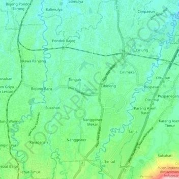 Topografische Karte Cibinong, Höhe, Relief