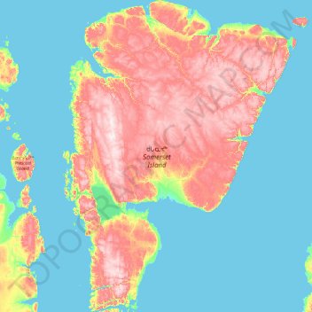 Topografische Karte Somerset Island, Höhe, Relief
