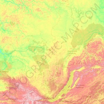 Topografische Karte Иркутская область, Höhe, Relief