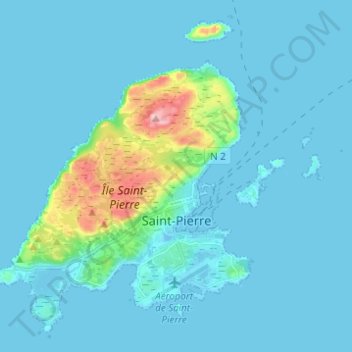 Topografische Karte Saint-Pierre, Höhe, Relief