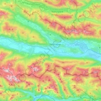 Topografische Karte Hermagor-Pressegger See, Höhe, Relief